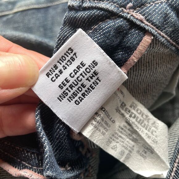 Rock & Republic Designer Cropped Capri Jeans With Pocket Embroidery Size 27 - Picture 8 of 10